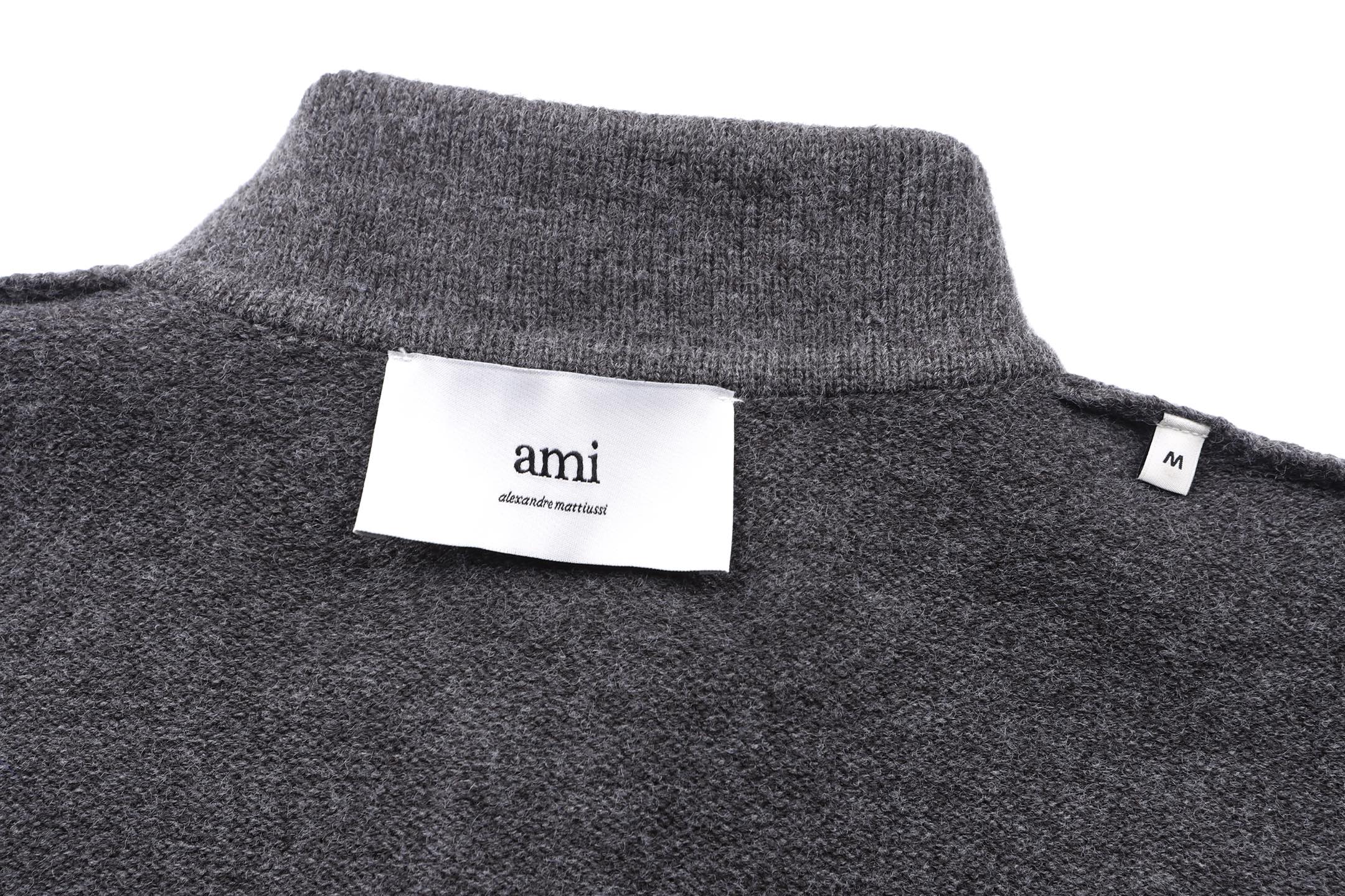 AMIPARIS 羊毛爱心logo标识Polo领针织毛衣 针织衫 外套 长袖 杏色 灰色 B0