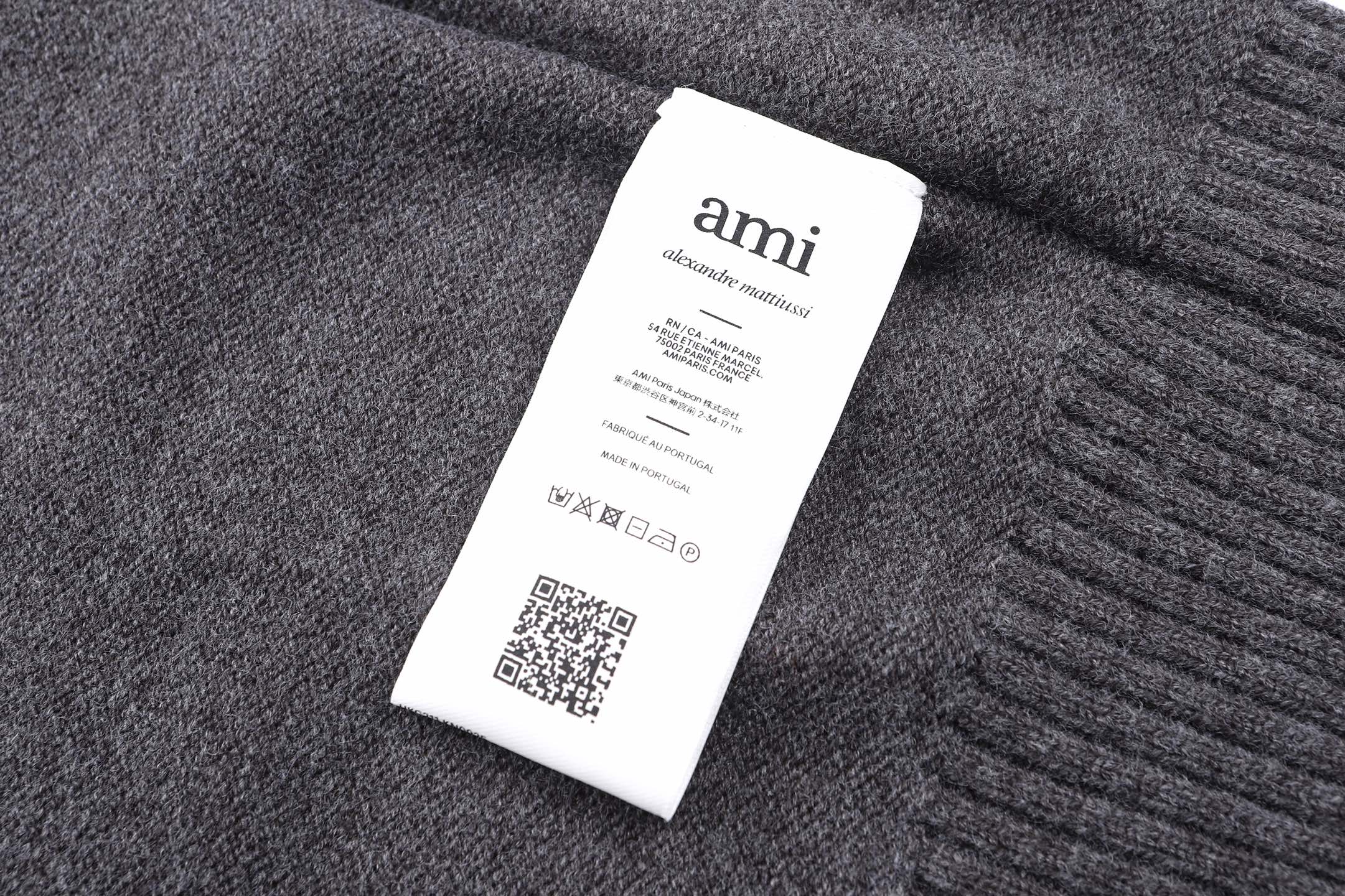 AMIPARIS 羊毛爱心logo标识Polo领针织毛衣 针织衫 外套 长袖 杏色 灰色 B0