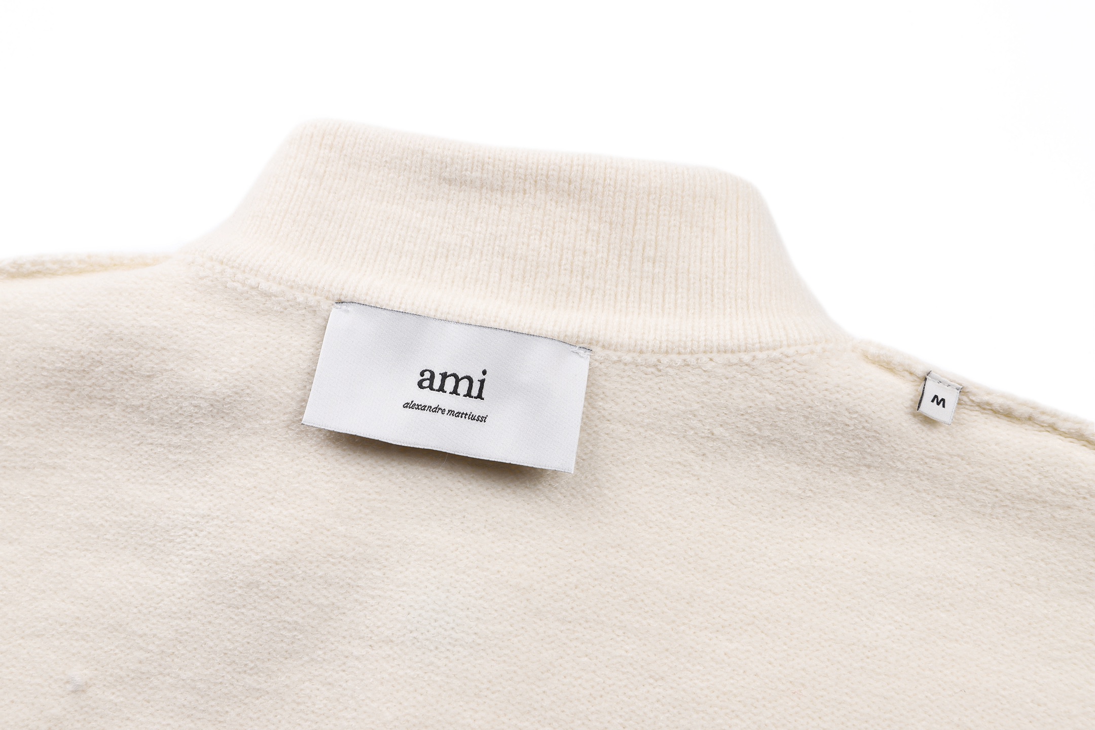 AMIPARIS 羊毛爱心logo标识Polo领针织毛衣 针织衫 外套 长袖 杏色 灰色 B0
