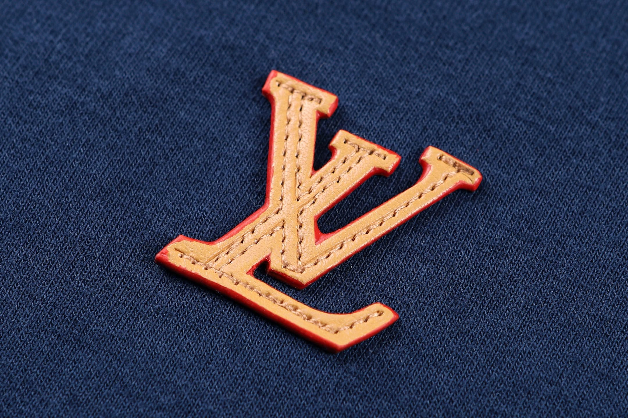 LOUIS VUITTON 路易威登 字母皮牌标识拉链连帽卫衣 帽衫 外套 长袖 藏青色 B0