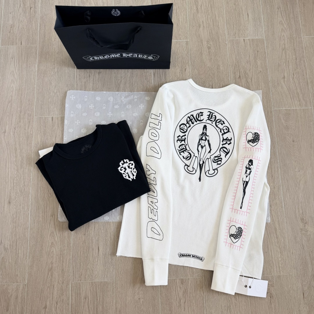 Chrome Hearts ch 克罗心  DEADLY DOLL 华夫格美少女 马蹄  女款 黑色 白色 