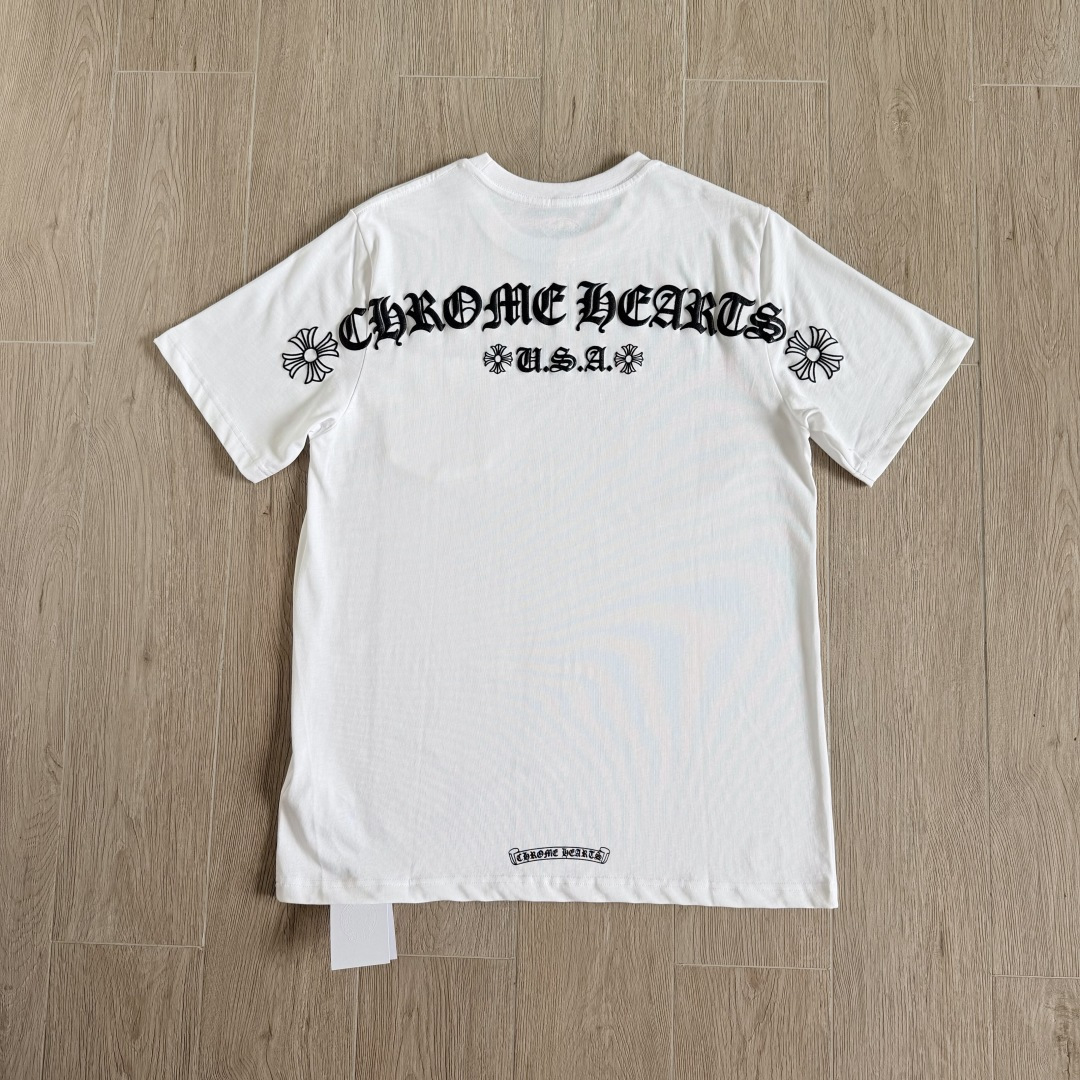 Chrome Hearts CH 克罗心 经典卷轴  背后字体  印花圆领短袖 T恤 白色 黑色 A5  
