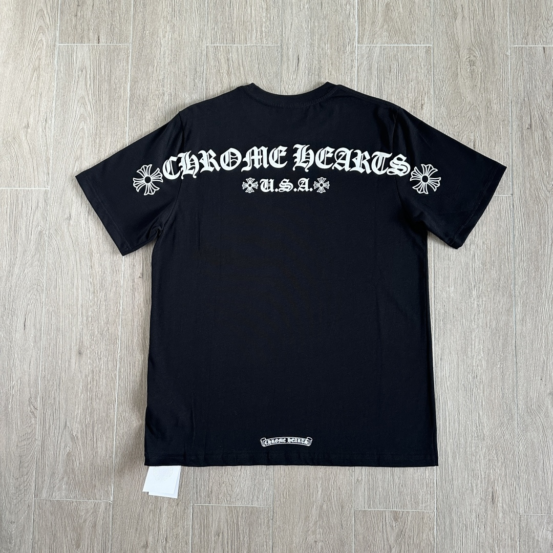 Chrome Hearts CH 克罗心 经典卷轴  背后字体  印花圆领短袖 T恤 白色 黑色 A5  