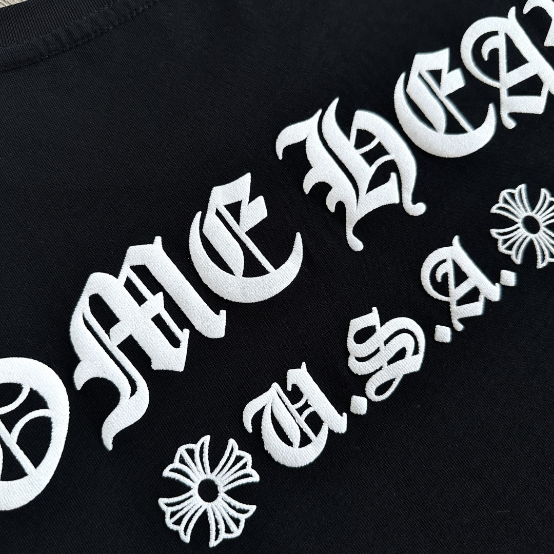 Chrome Hearts CH 克罗心 经典卷轴  背后字体  印花圆领短袖 T恤 白色 黑色 A5  