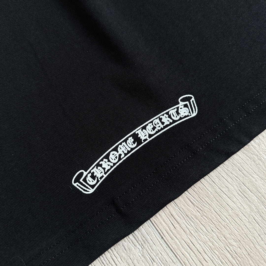 Chrome Hearts CH 克罗心 经典卷轴  背后字体  印花圆领短袖 T恤 白色 黑色 A5  