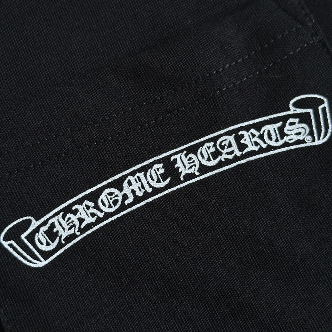 Chrome Hearts CH 克罗心 经典卷轴  背后字体  印花圆领短袖 T恤 白色 黑色 A5  