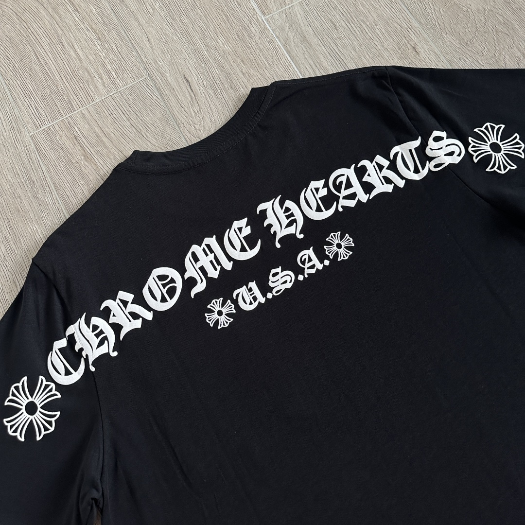 Chrome Hearts CH 克罗心 经典卷轴  背后字体  印花圆领短袖 T恤 白色 黑色 A5  