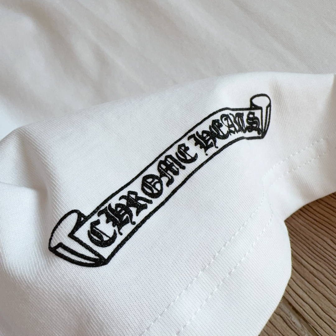 Chrome Hearts CH 克罗心 经典卷轴  背后字体  印花圆领短袖 T恤 白色 黑色 A5  