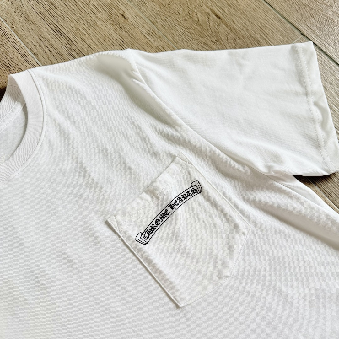 Chrome Hearts CH 克罗心 经典卷轴  背后字体  印花圆领短袖 T恤 白色 黑色 A5  