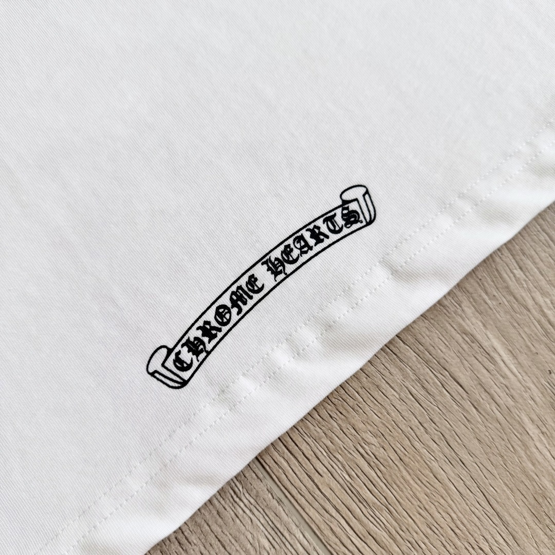 Chrome Hearts CH 克罗心 经典卷轴  背后字体  印花圆领短袖 T恤 白色 黑色 A5  