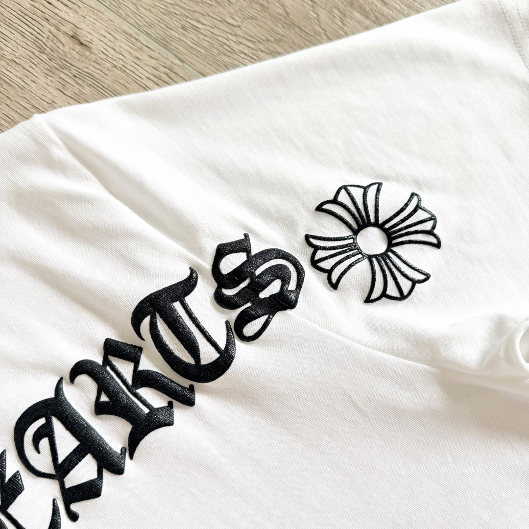 Chrome Hearts CH 克罗心 经典卷轴  背后字体  印花圆领短袖 T恤 白色 黑色 A5  