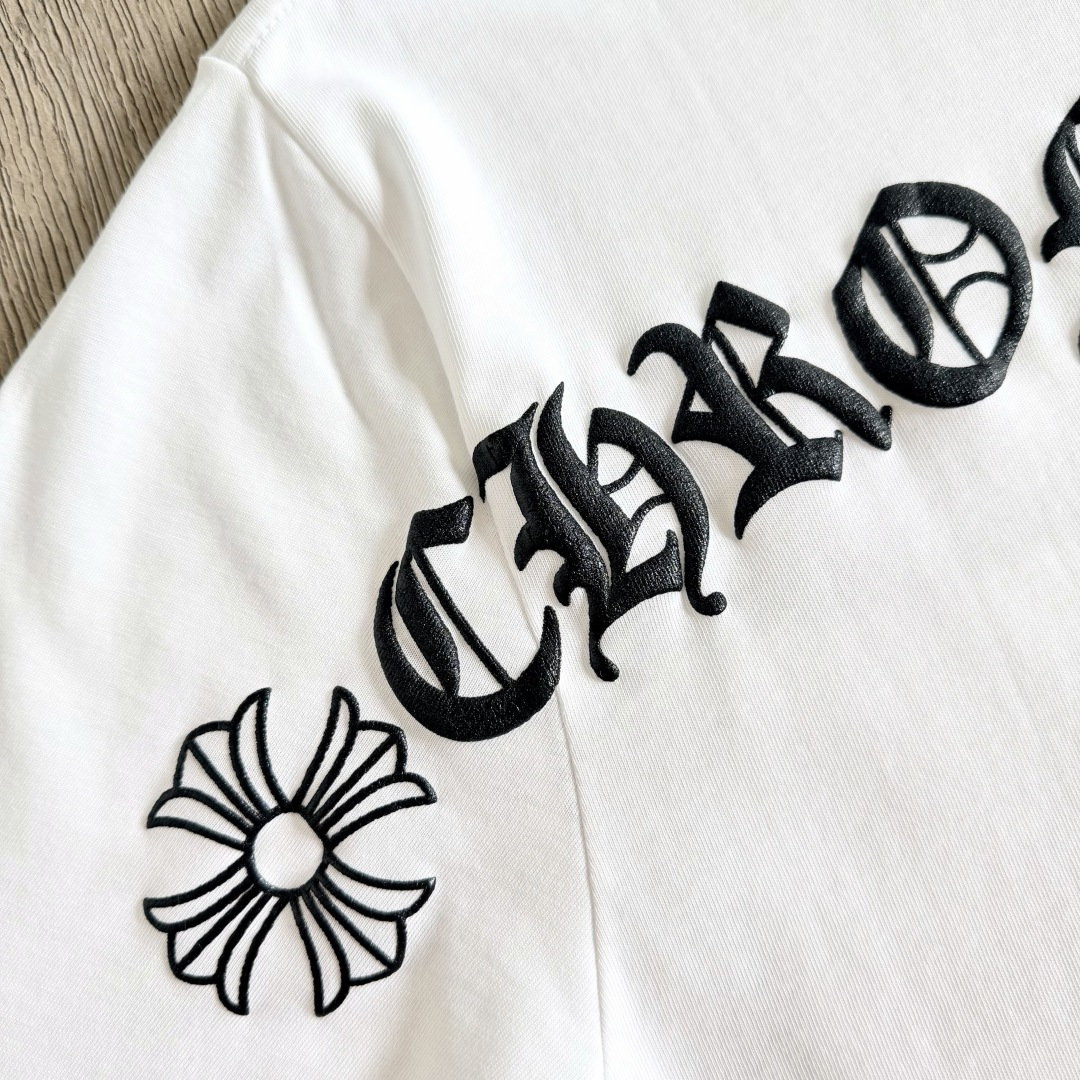 Chrome Hearts CH 克罗心 经典卷轴  背后字体  印花圆领短袖 T恤 白色 黑色 A5  