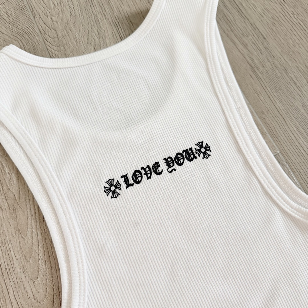 Chrome Hearts CH 克罗心 侧面 爱心藤蔓 白色 女款背心 