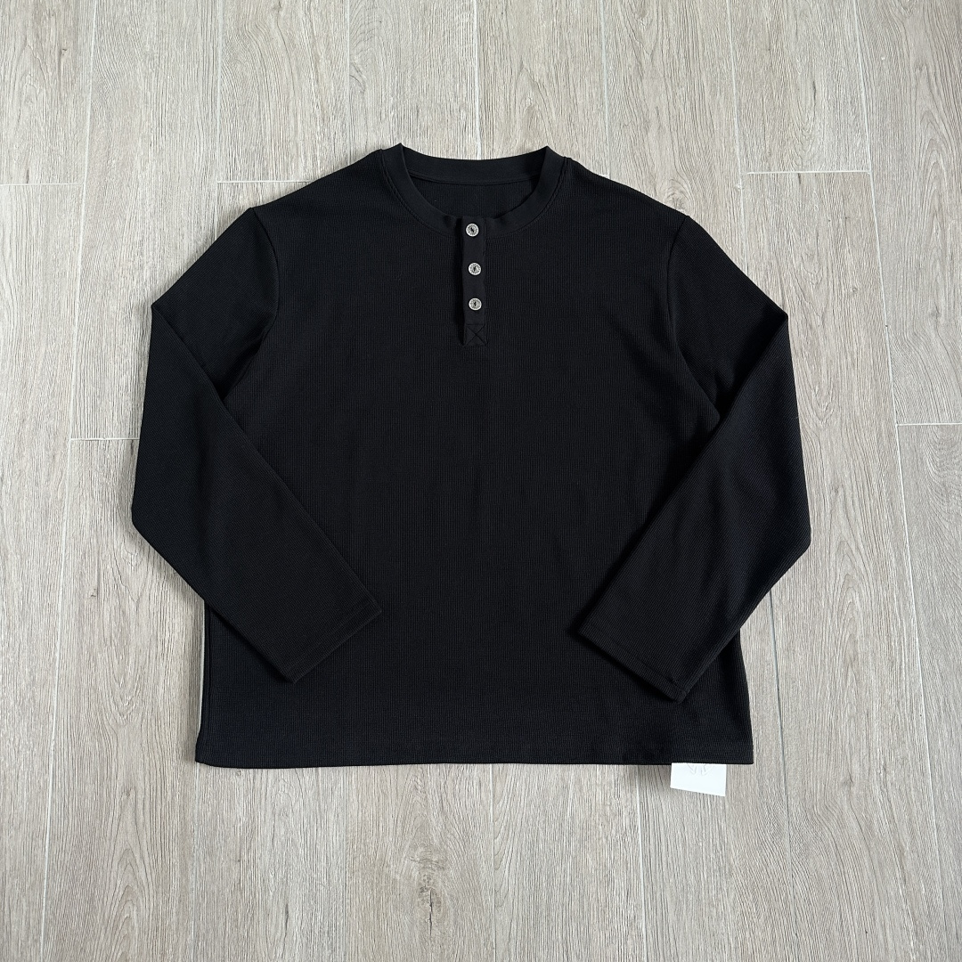 925银 Chrome Hearts CH 克罗心 十字架 刺绣 华夫格 长袖 黑色