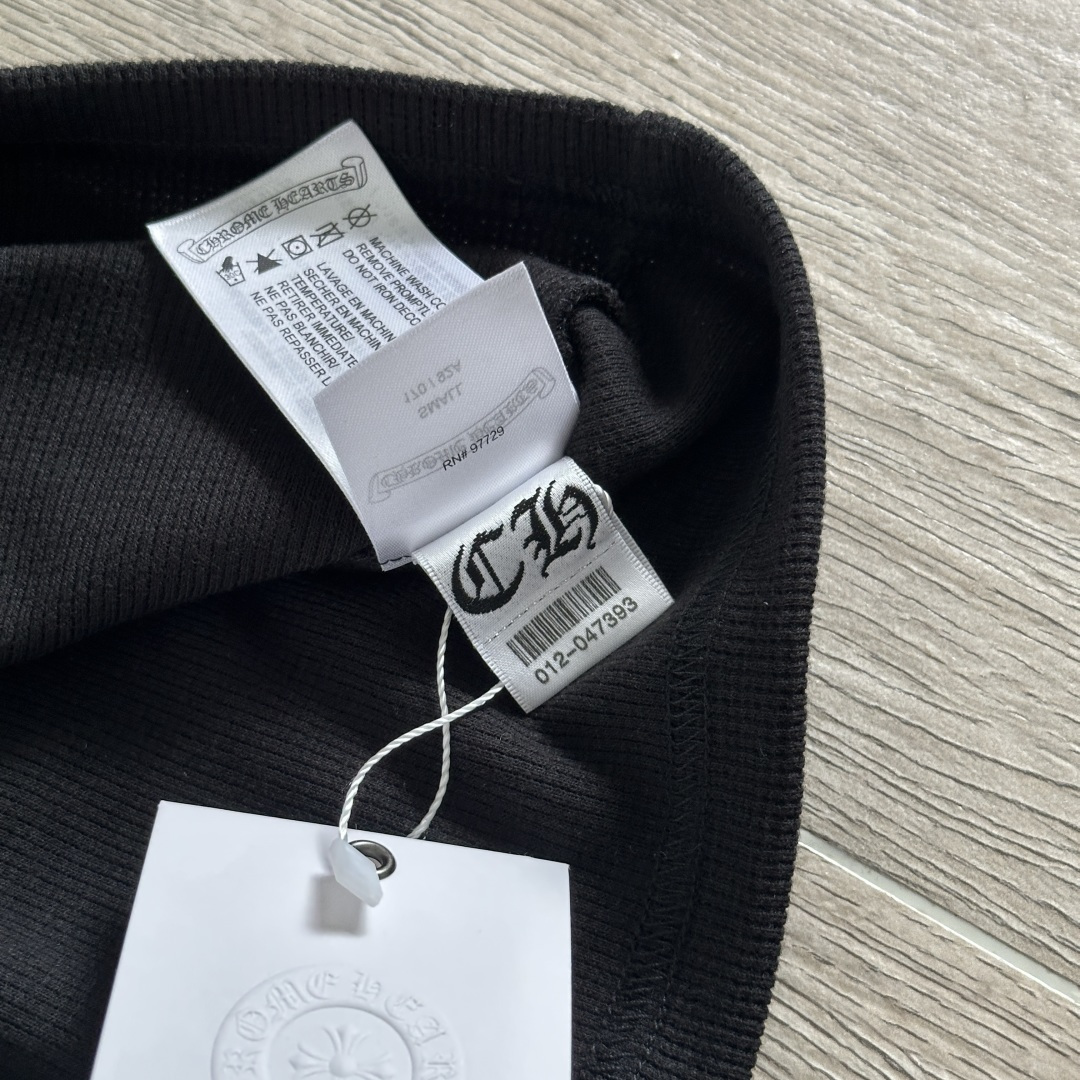 925银 Chrome Hearts CH 克罗心 十字架 刺绣 华夫格 长袖 黑色