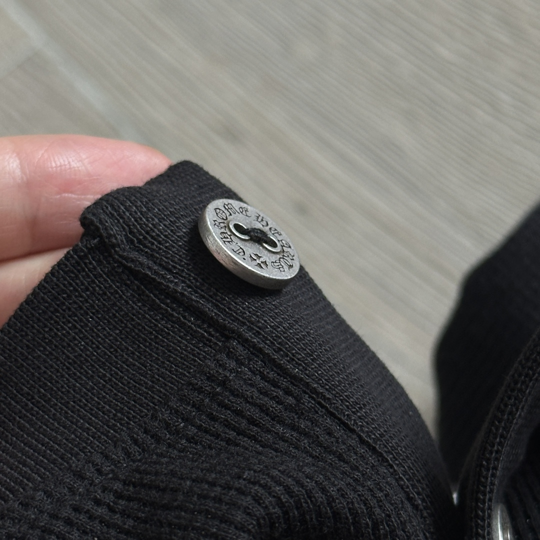 925银 Chrome Hearts CH 克罗心 十字架 刺绣 华夫格 长袖 黑色
