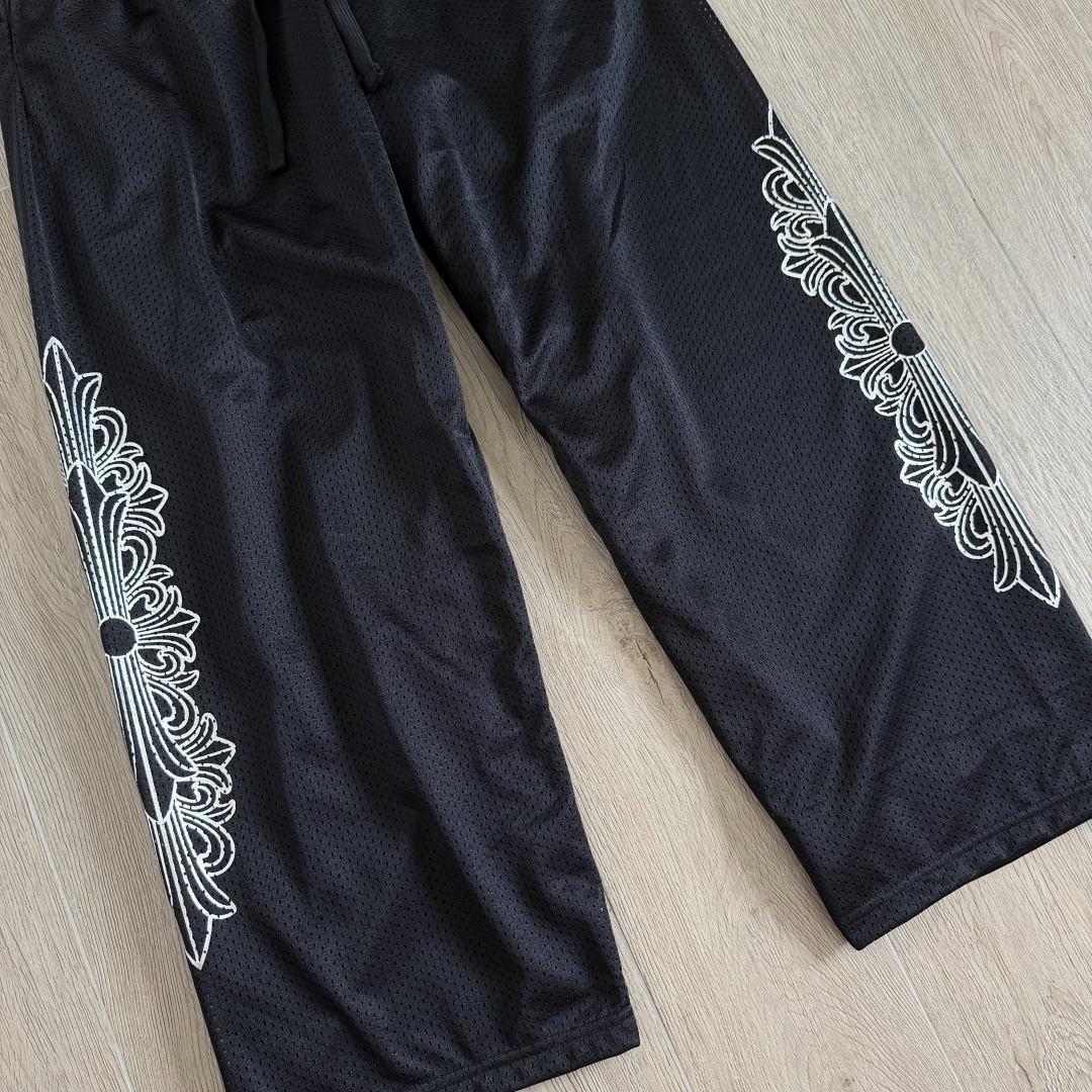 Chrome Hearts  CH 克罗心 网眼冰球服 夏季 休闲 长裤 黑色