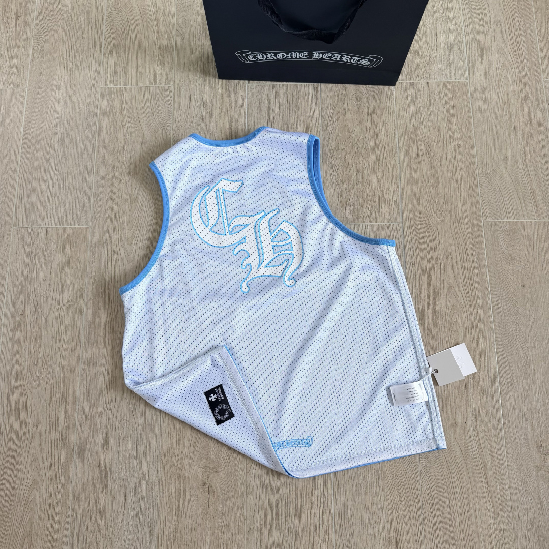 Chrome Hearts CH 克罗心 夏季 网眼冰球服 闪粉效果 背心 蓝色