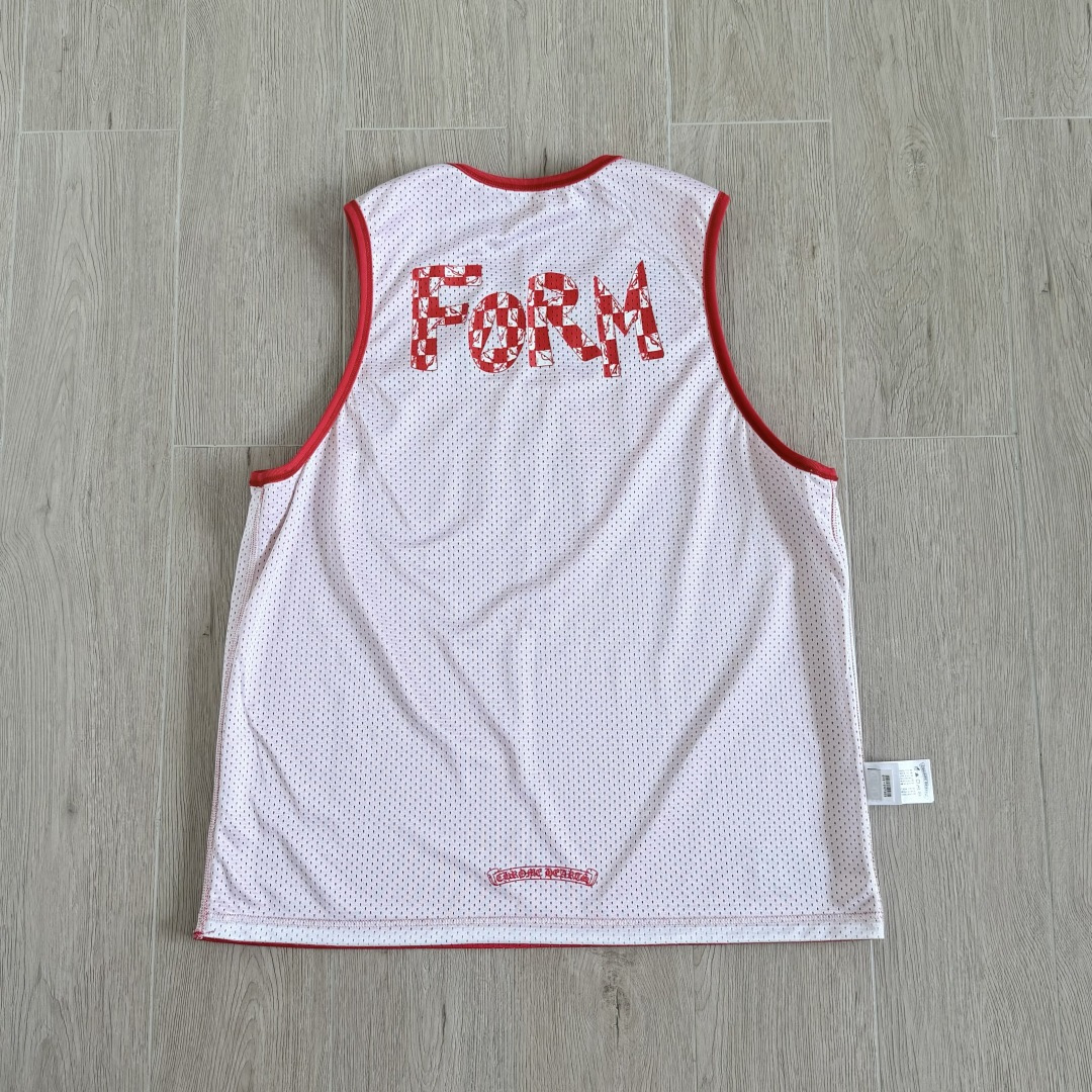  Chrome Hearts CH 克罗心 夏季 网眼冰球服 闪粉效果 背心 红色