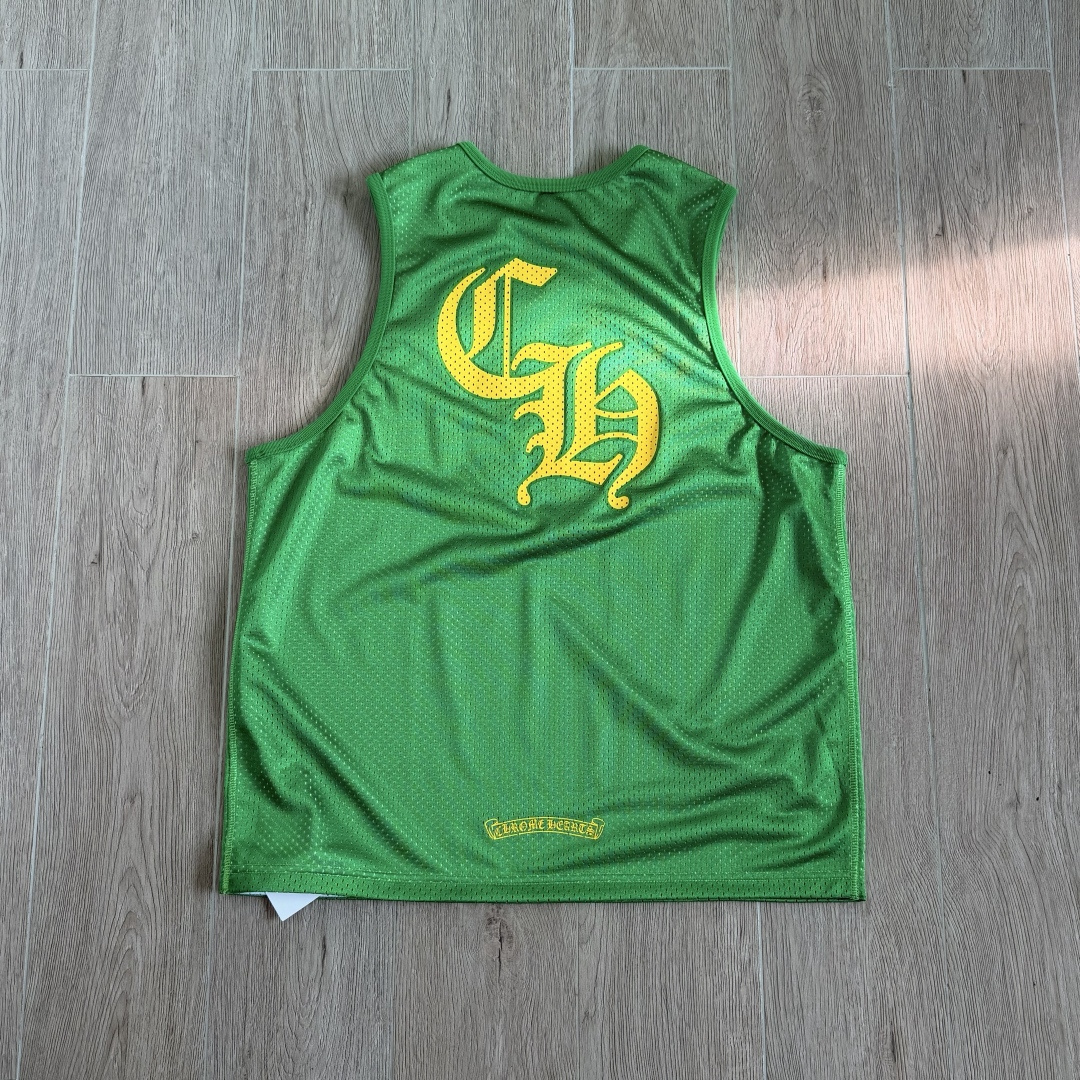 Chrome Hearts CH 克罗心 夏季 网眼冰球服 闪粉效果 背心 绿色