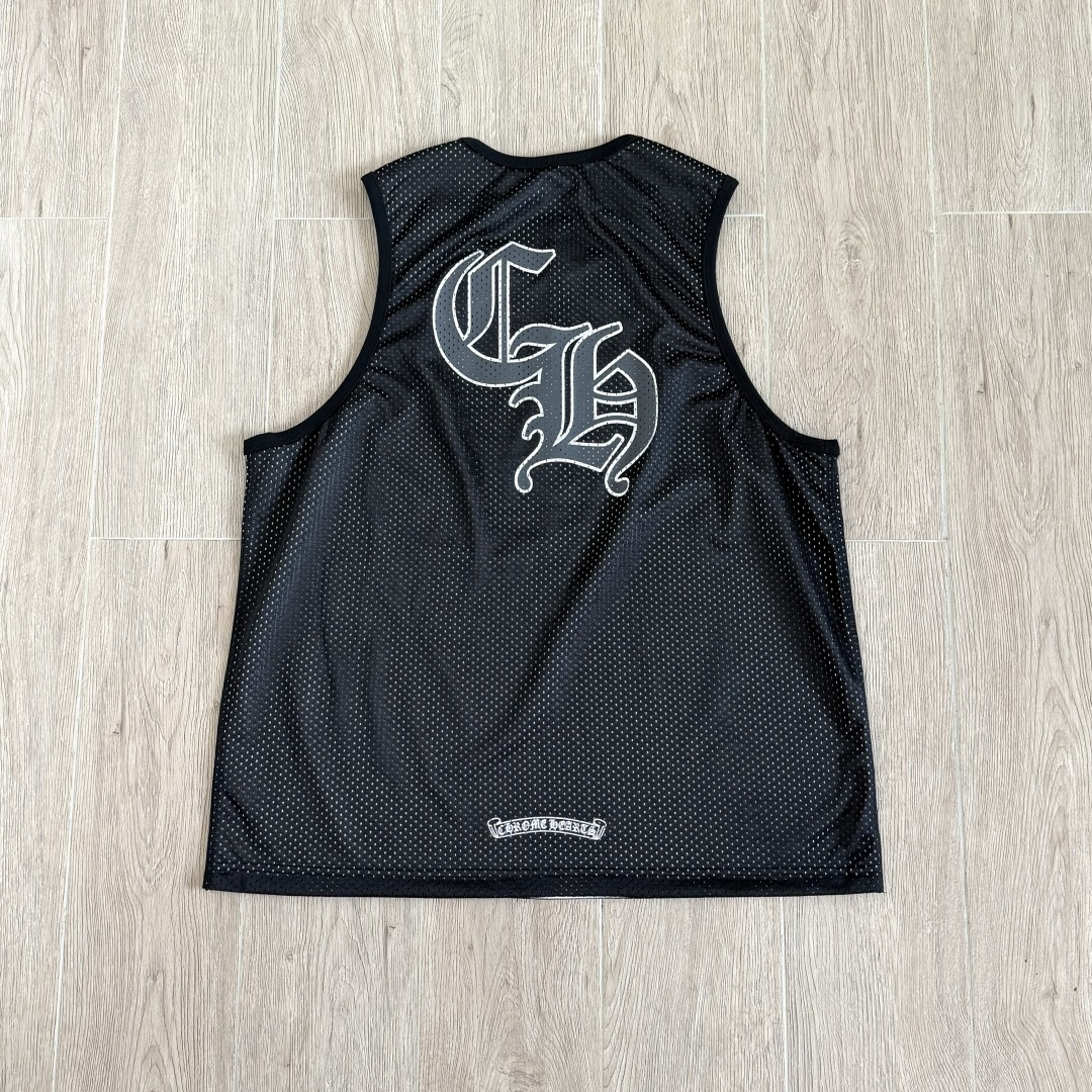 Chrome Hearts CH 克罗心 夏季 网眼冰球服 闪粉效果 背心 黑色