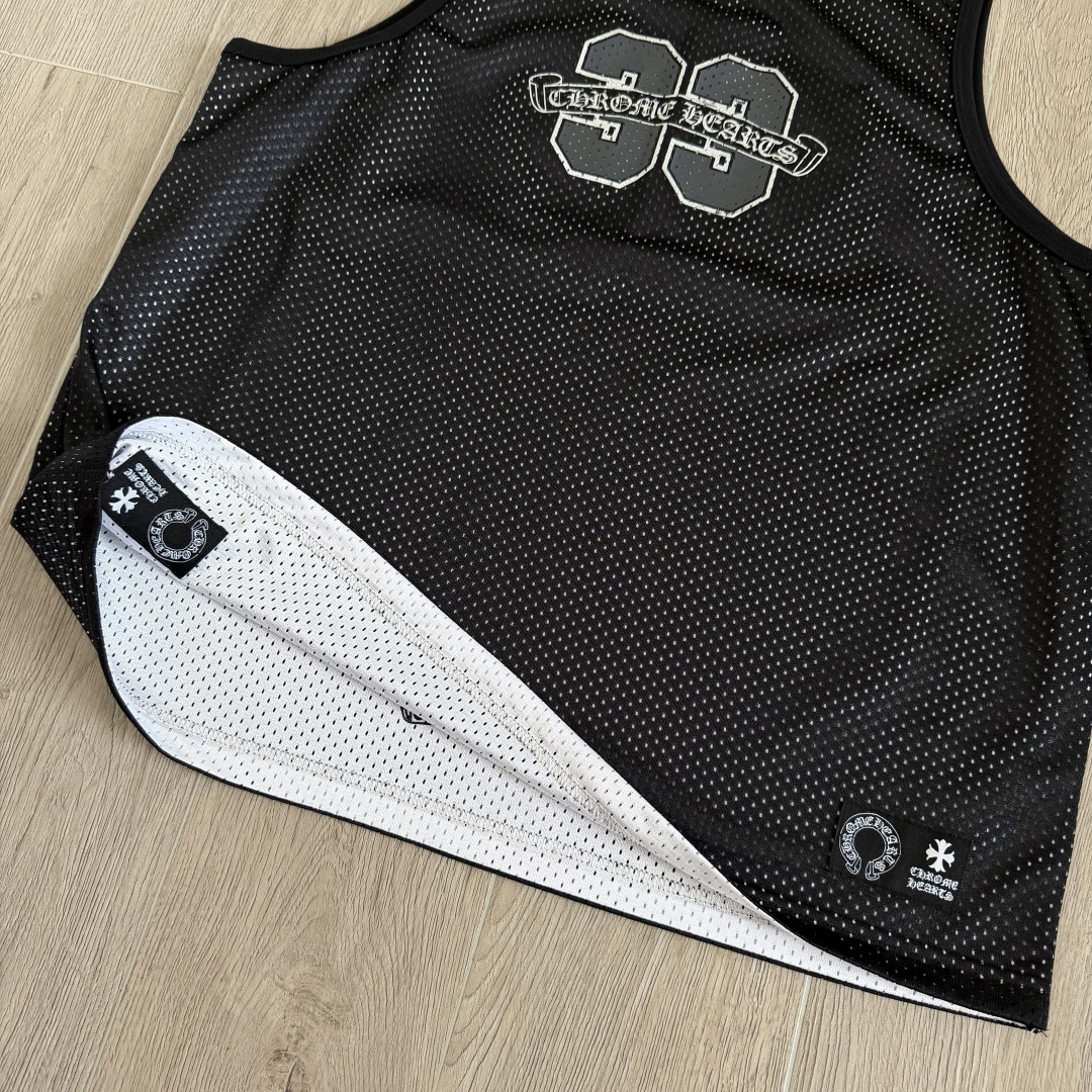 Chrome Hearts CH 克罗心 夏季 网眼冰球服 闪粉效果 背心 黑色