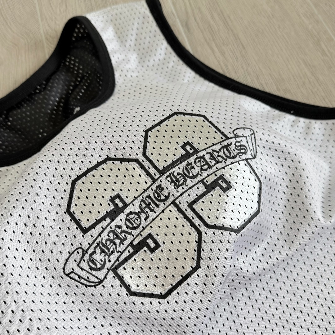Chrome Hearts CH 克罗心 夏季 网眼冰球服 闪粉效果 背心 黑色