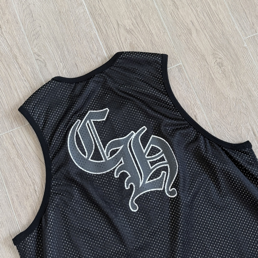 Chrome Hearts CH 克罗心 夏季 网眼冰球服 闪粉效果 背心 黑色