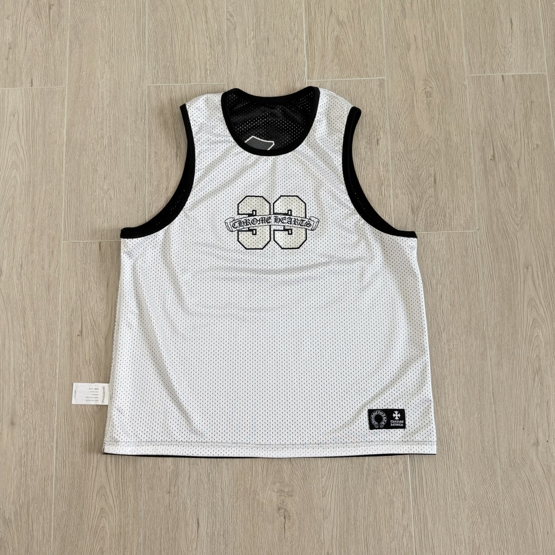 Chrome Hearts CH 克罗心 夏季 网眼冰球服 闪粉效果 背心 黑色