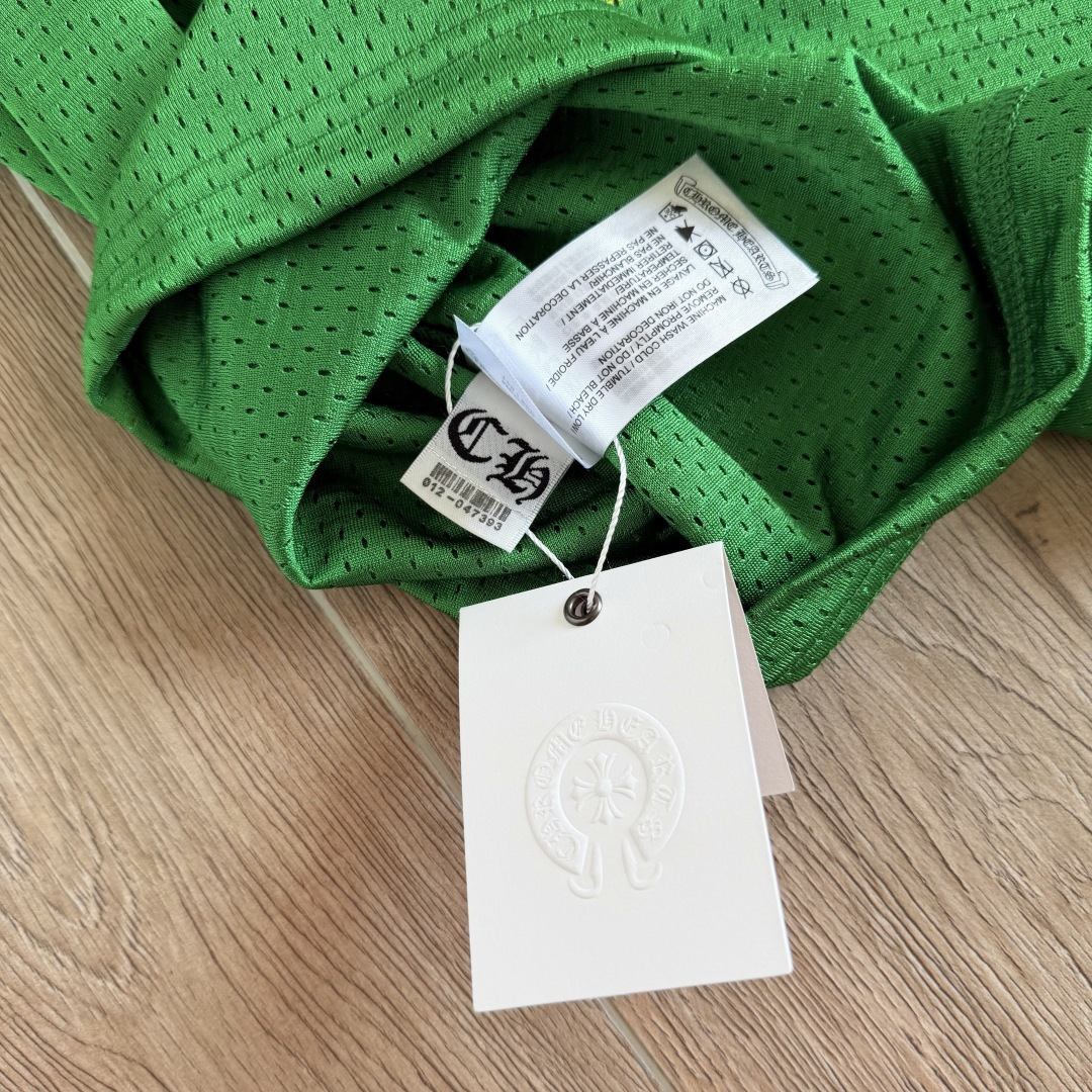 Chrome Hearts CH 克罗心 夏季 网眼冰球服 闪粉效果 短袖V领 绿色