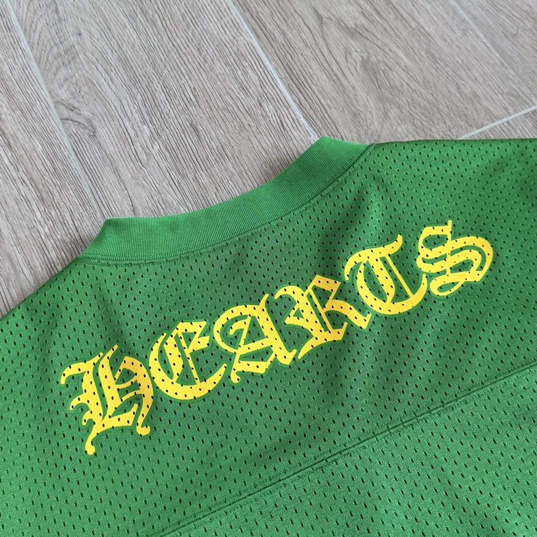 Chrome Hearts CH 克罗心 夏季 网眼冰球服 闪粉效果 短袖V领 绿色
