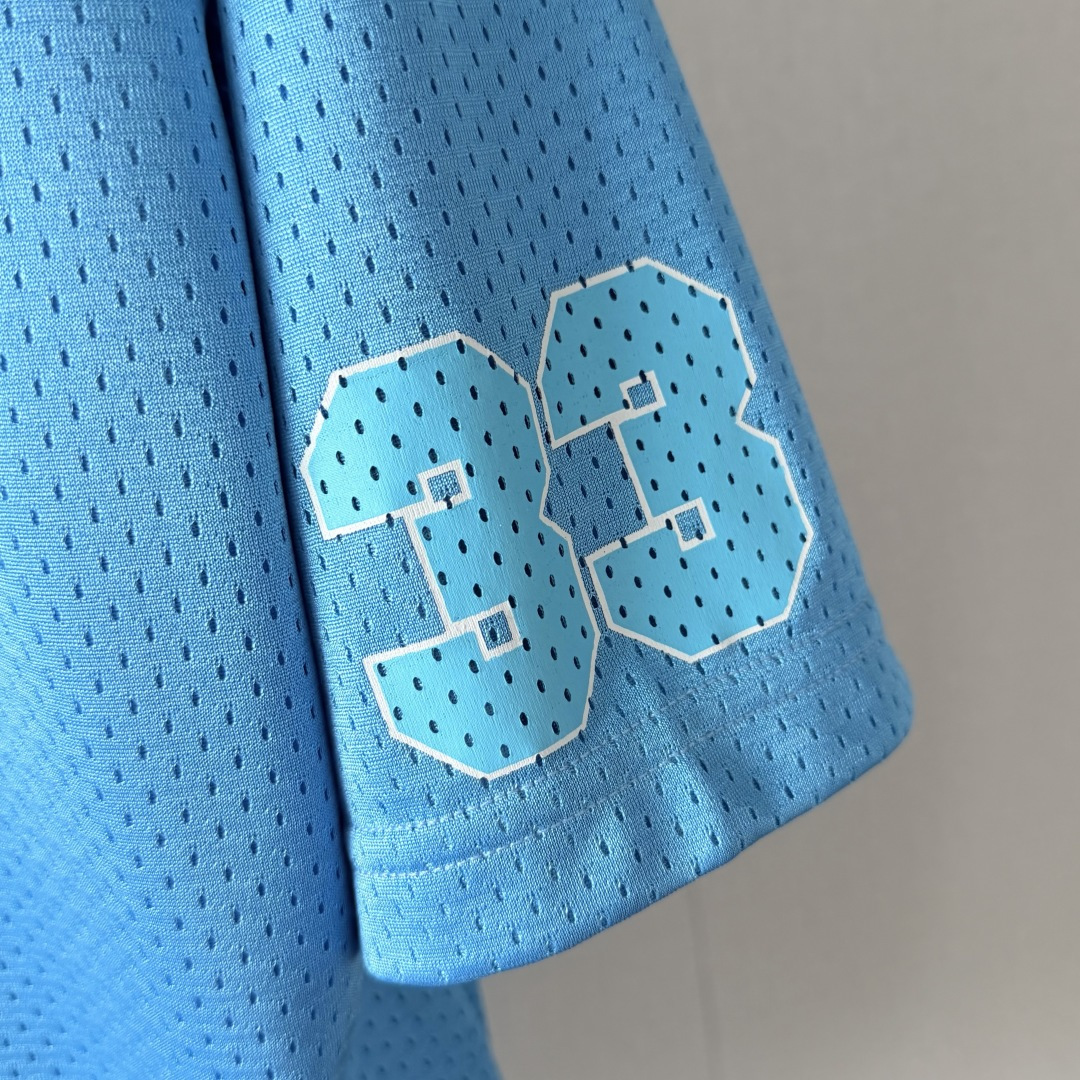Chrome Hearts CH 克罗心 夏季 网眼冰球服 闪粉效果 短袖V领 蓝色