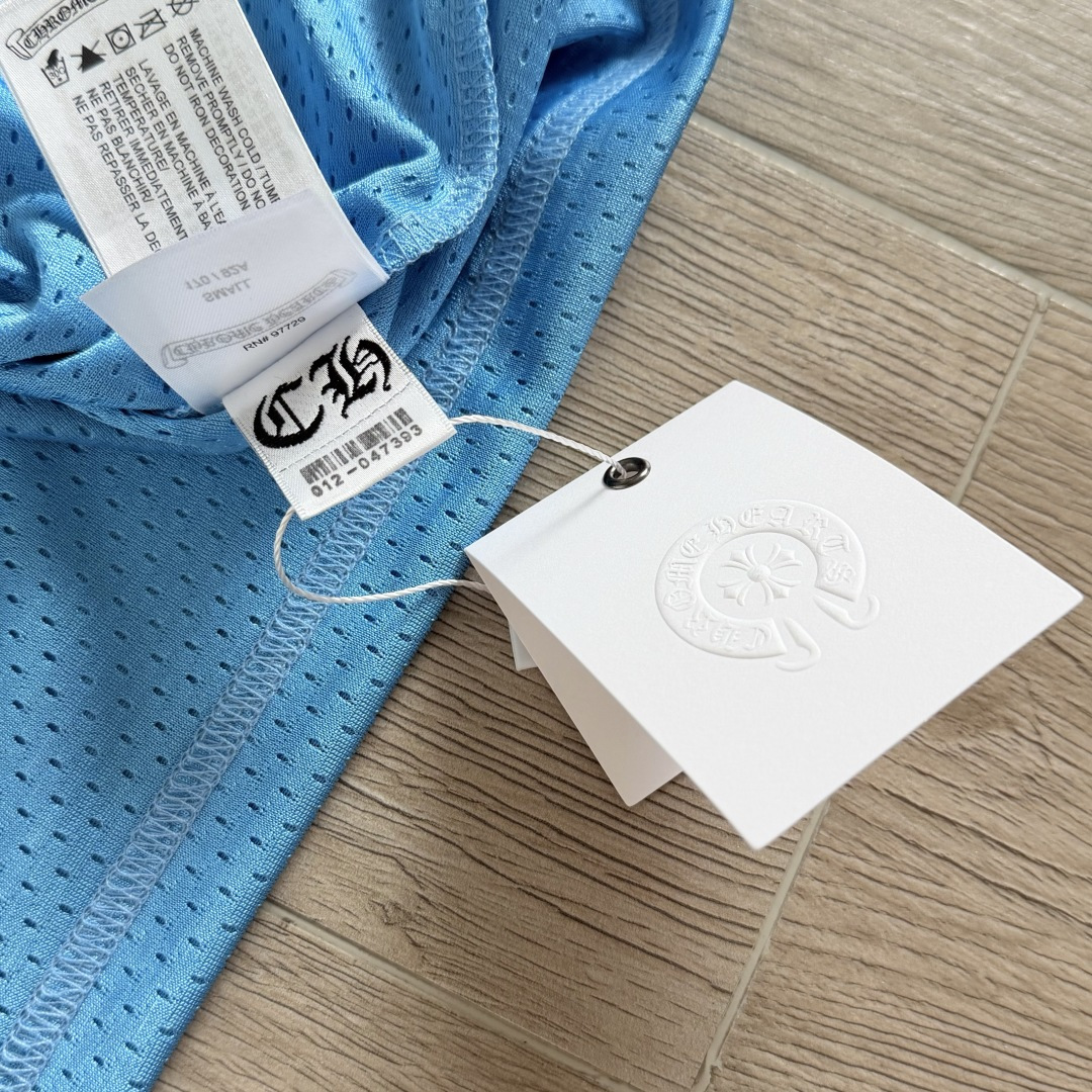 Chrome Hearts CH 克罗心 夏季 网眼冰球服 闪粉效果 短袖V领 蓝色