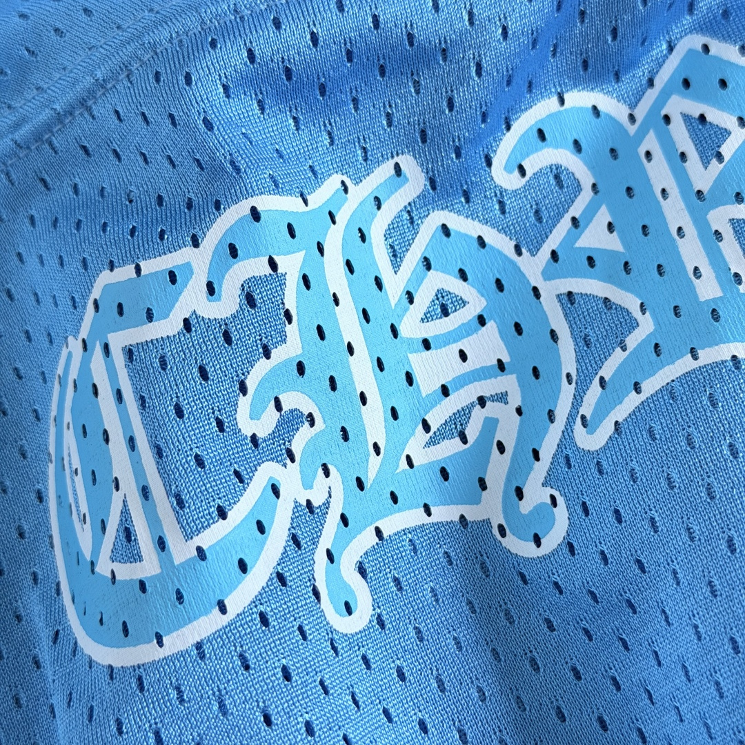 Chrome Hearts CH 克罗心 夏季 网眼冰球服 闪粉效果 短袖V领 蓝色