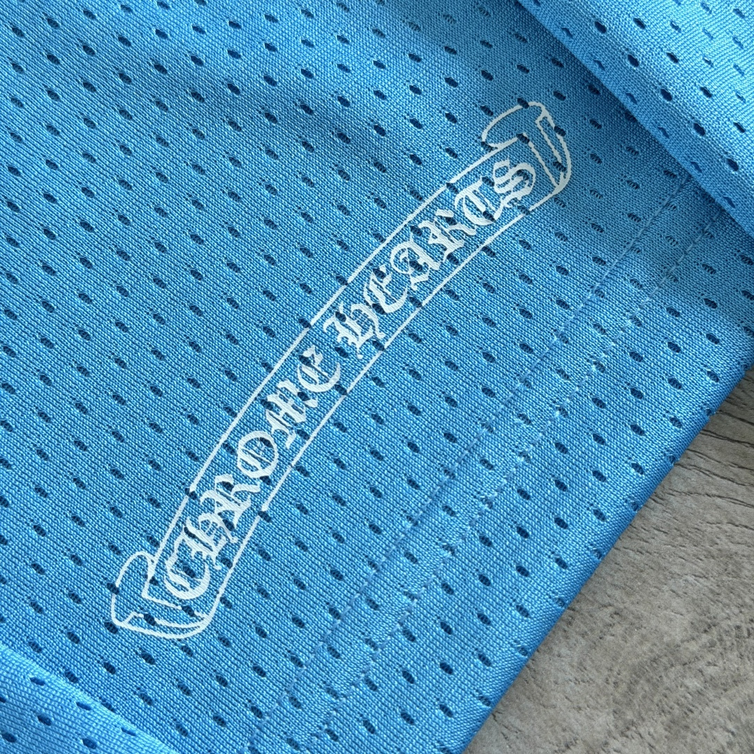 Chrome Hearts CH 克罗心 夏季 网眼冰球服 闪粉效果 长袖 V领 蓝色