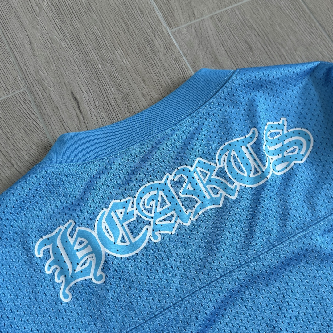Chrome Hearts CH 克罗心 夏季 网眼冰球服 闪粉效果 长袖 V领 蓝色