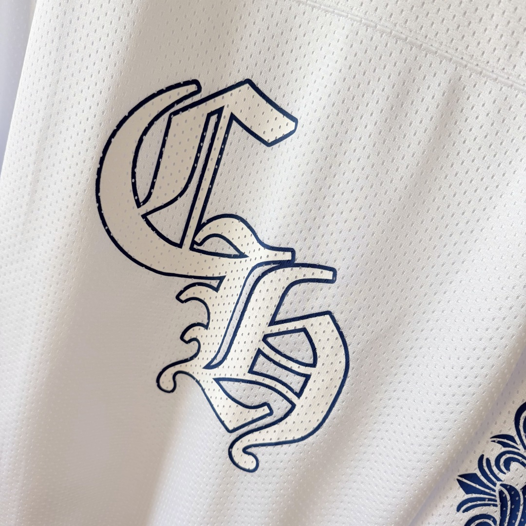 Chrome Hearts CH 克罗心 夏季 网眼冰球服 闪粉效果 长袖 V领 白色