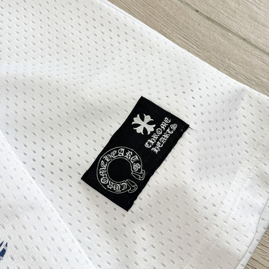 Chrome Hearts CH 克罗心 夏季 网眼冰球服 闪粉效果 长袖 V领 白色