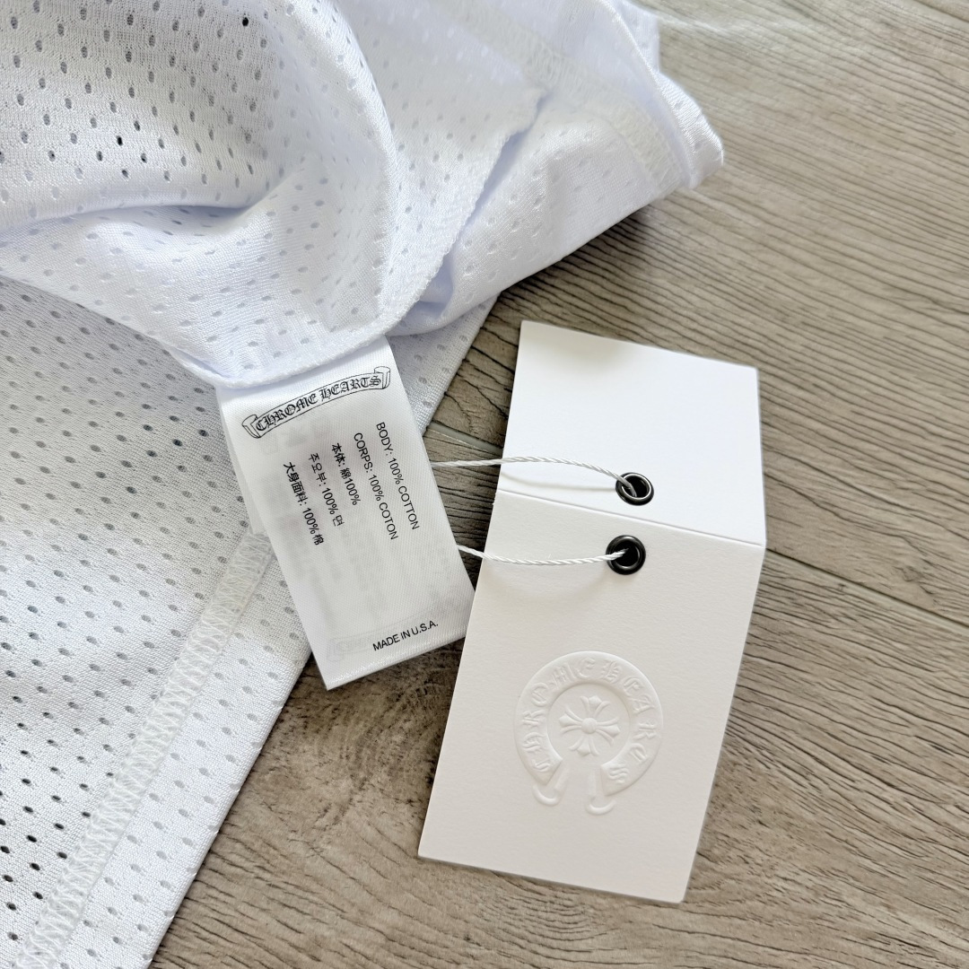 Chrome Hearts CH 克罗心 夏季 网眼冰球服 闪粉效果 长袖 V领 白色