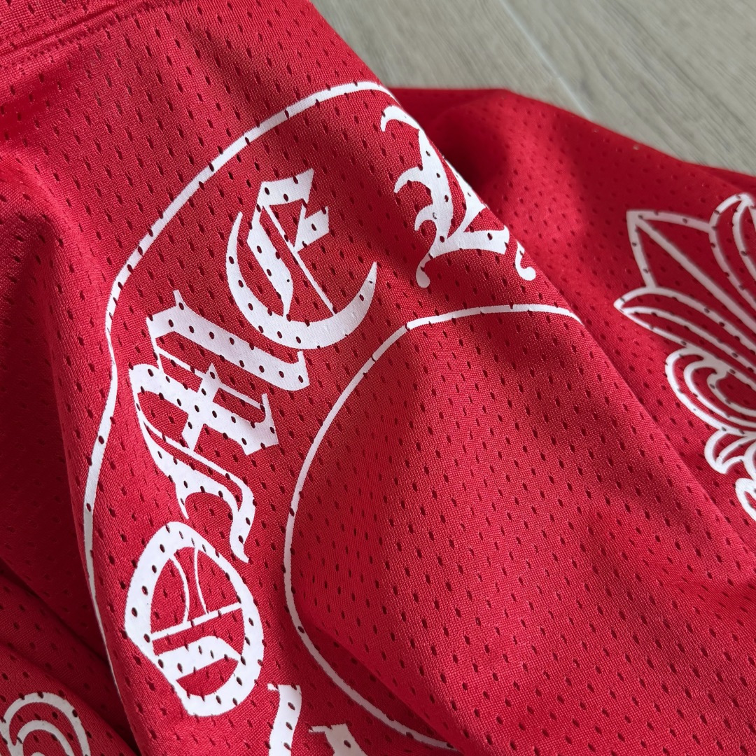 Chrome Hearts CH 克罗心 夏季 网眼冰球服 闪粉效果 长袖 V领 红色