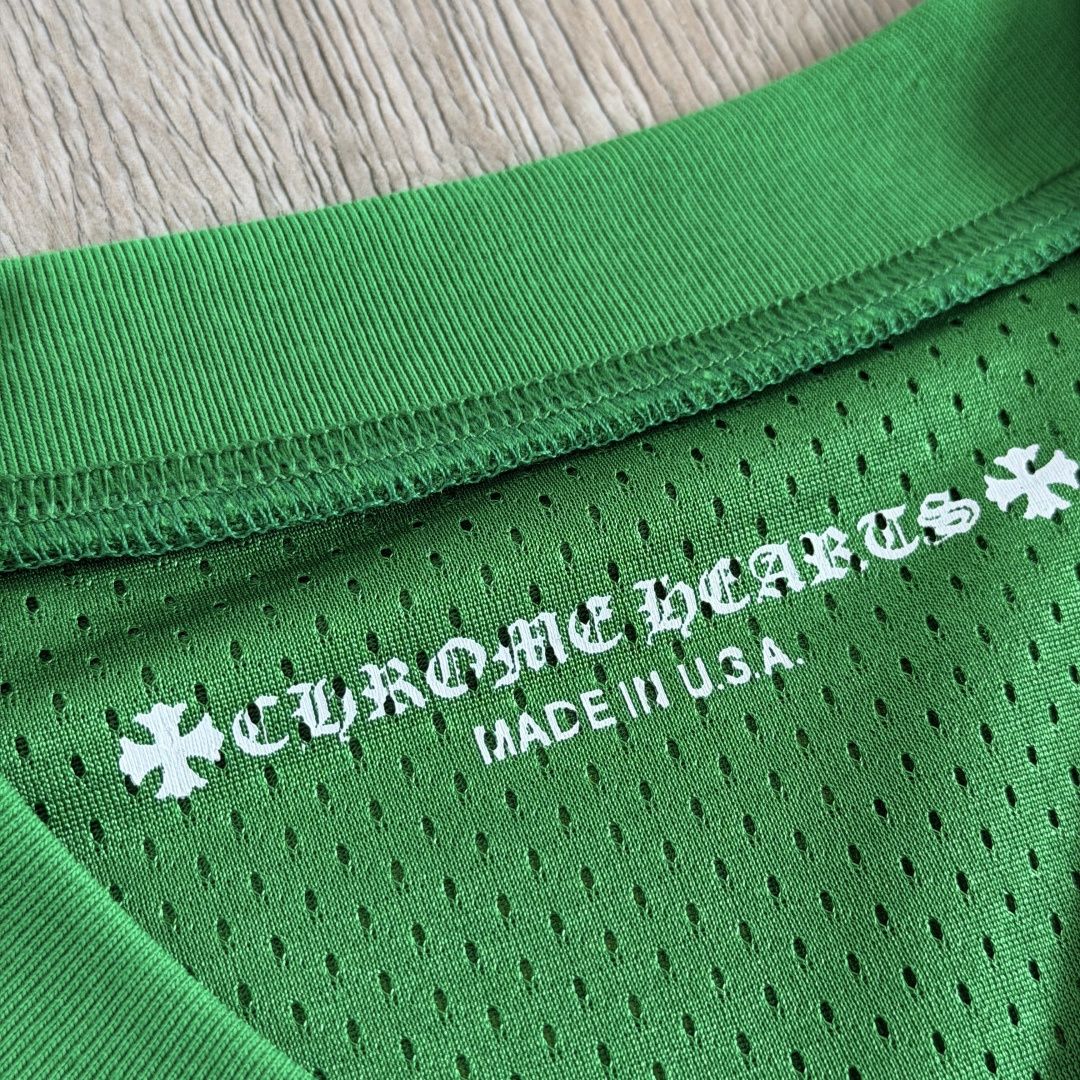 Chrome Hearts CH 克罗心 夏季 网眼冰球服 闪粉效果 长袖 V领 绿色
