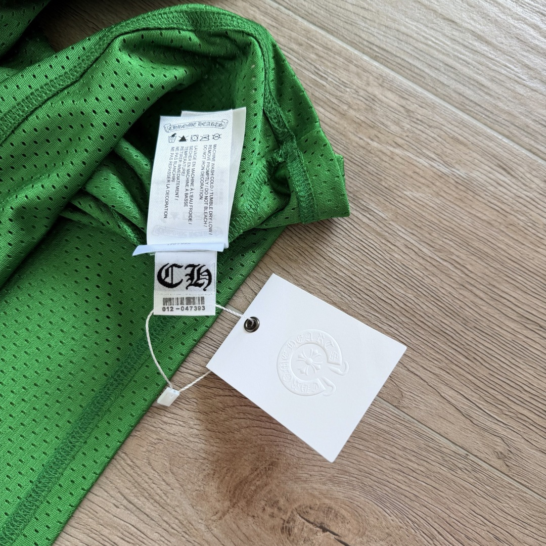Chrome Hearts CH 克罗心 夏季 网眼冰球服 闪粉效果 长袖 V领 绿色
