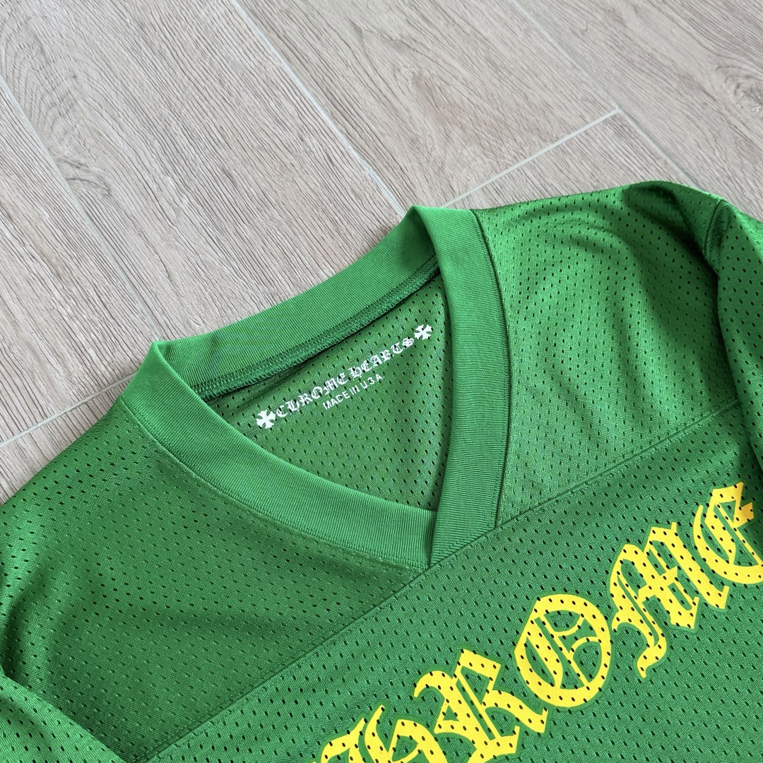 Chrome Hearts CH 克罗心 夏季 网眼冰球服 闪粉效果 长袖 V领 绿色