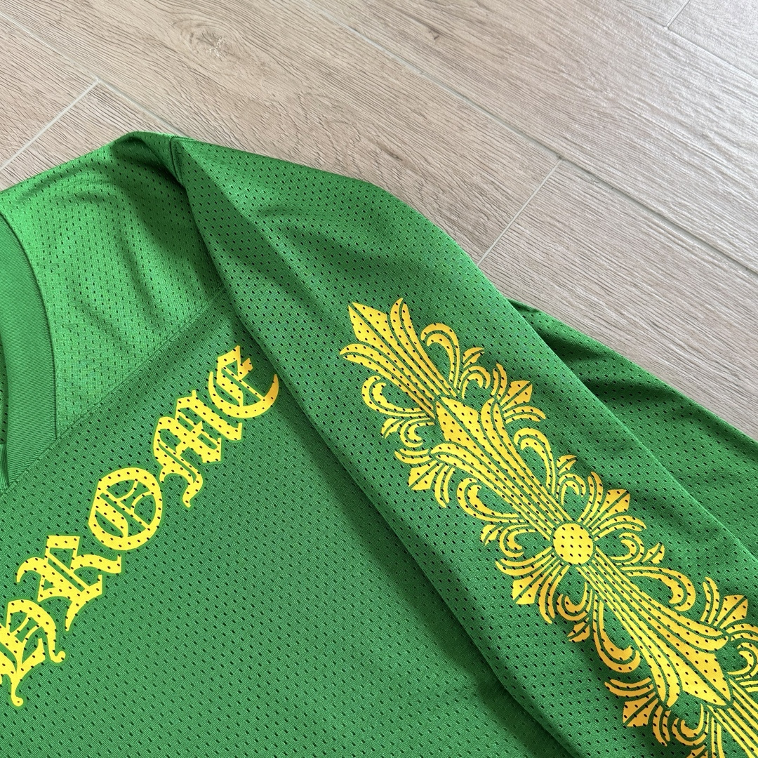 Chrome Hearts CH 克罗心 夏季 网眼冰球服 闪粉效果 长袖 V领 绿色