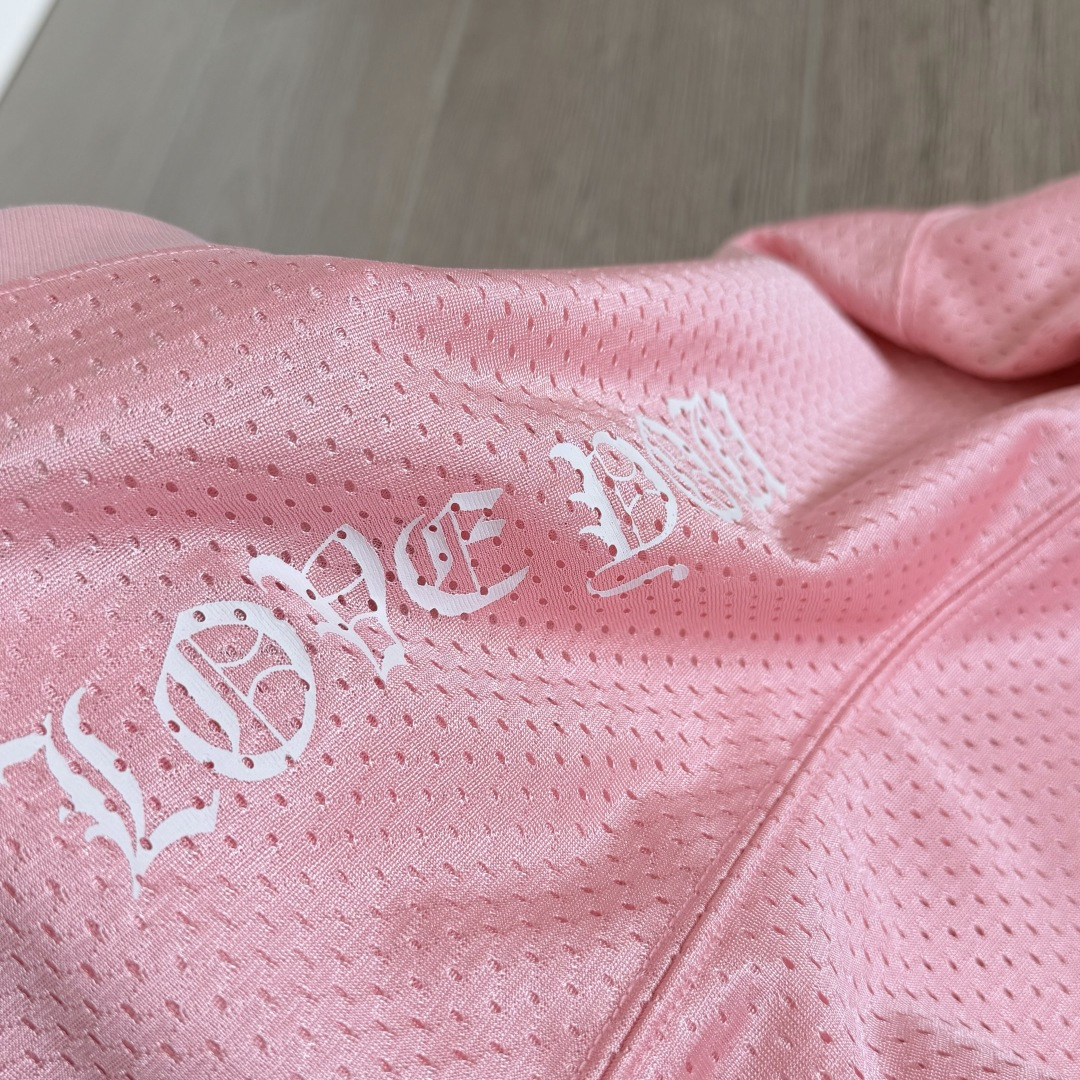 Chrome Hearts CH 克罗心 夏季 网眼冰球服 闪粉效果 长袖 V领 粉色