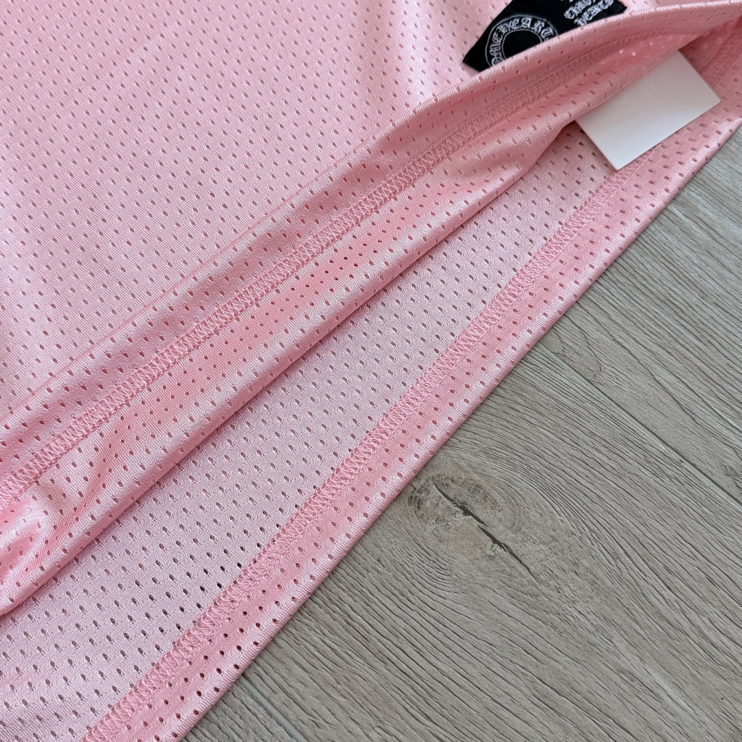 Chrome Hearts CH 克罗心 夏季 网眼冰球服 闪粉效果 长袖 V领 粉色