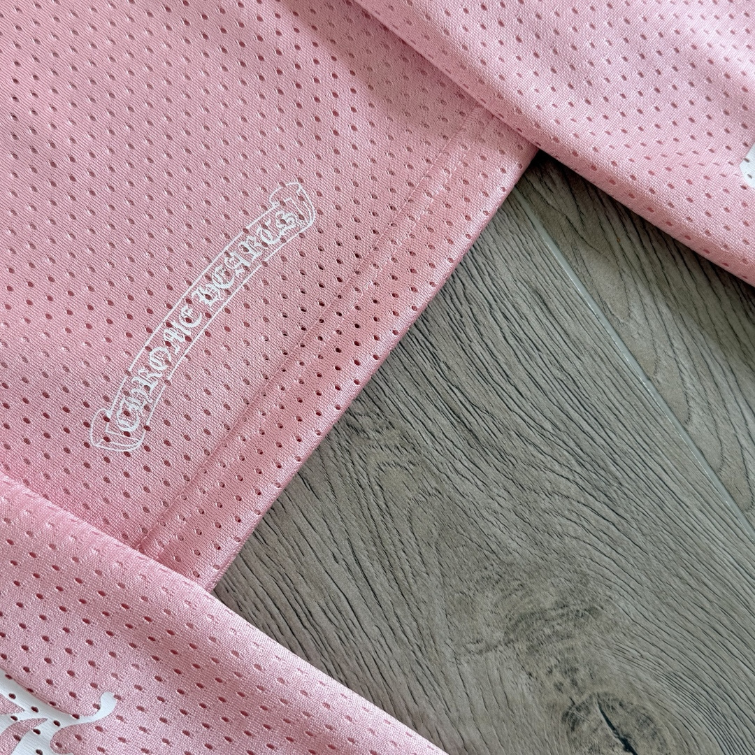 Chrome Hearts CH 克罗心 夏季 网眼冰球服 闪粉效果 长袖 V领 粉色