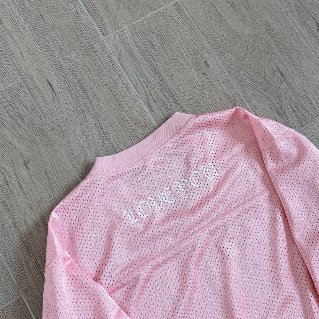 Chrome Hearts CH 克罗心 夏季 网眼冰球服 闪粉效果 长袖 V领 粉色