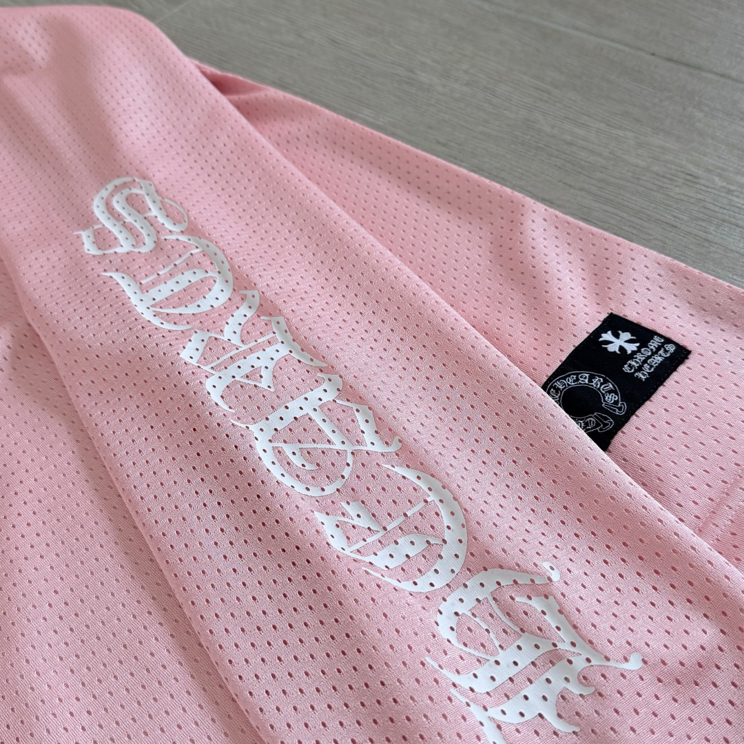 Chrome Hearts CH 克罗心 夏季 网眼冰球服 闪粉效果 长袖 V领 粉色