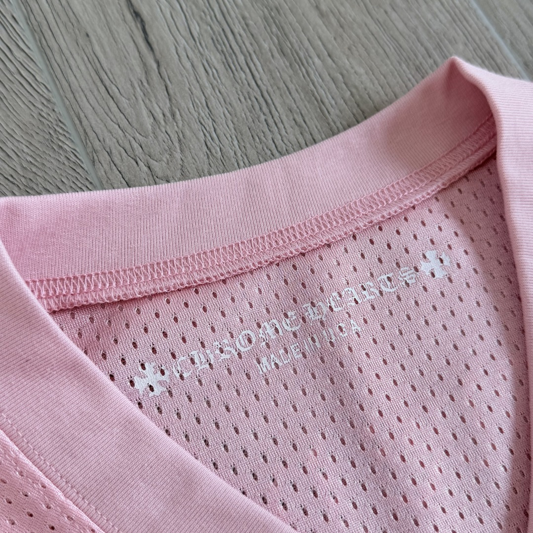 Chrome Hearts CH 克罗心 夏季 网眼冰球服 闪粉效果 长袖 V领 粉色